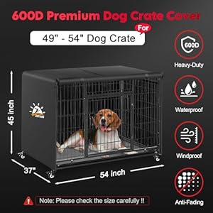 Dog Crate Cover 54 Inch – 600D Kennel Crate Covers for Dog Cage Waterproof & Heavy Duty, Small Dog Cage Cover Universal Fit for Most Wire Pet Crates – 54 x 38 x 43 Inch (Cover Only)