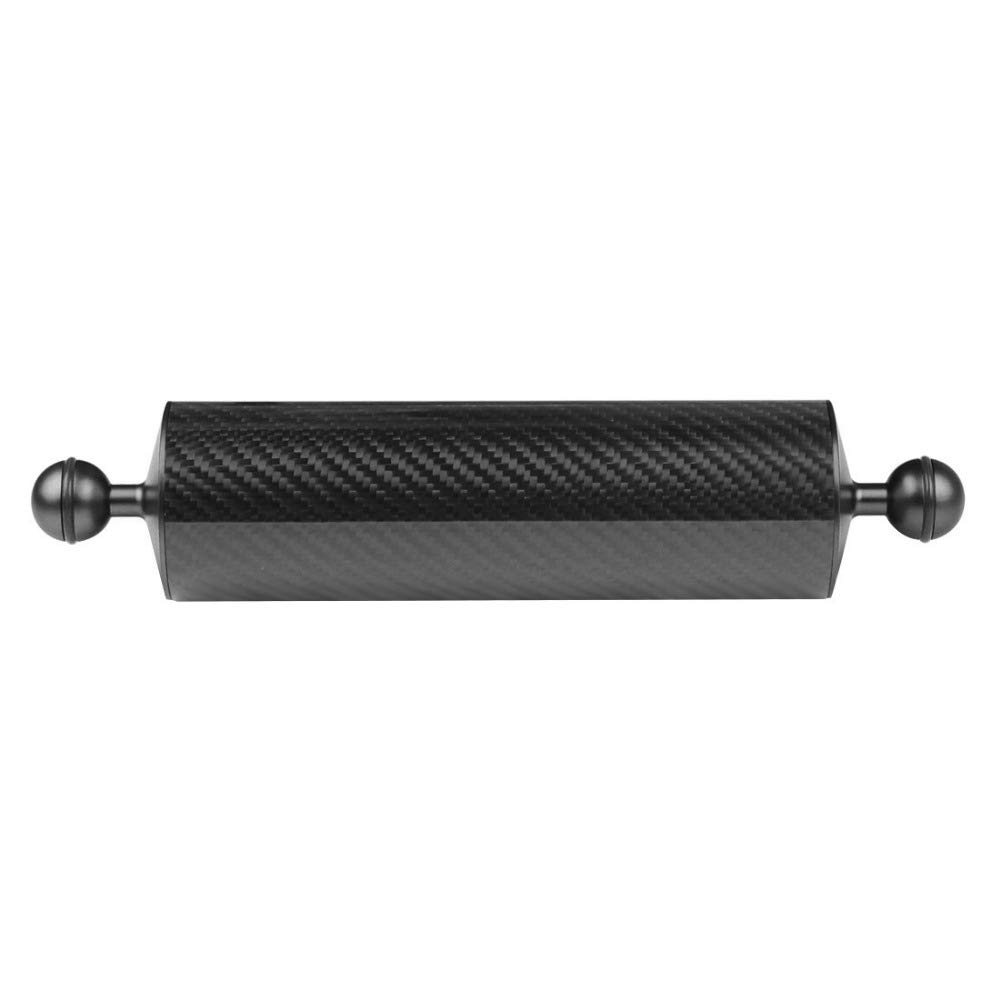 2PCS D60mm 10/12 pollici Galleggiabilità 447 g / 550 g Fotografia subacquea Lampada in fibra di carbonio Braccio a mano 1 pollice Doppia testa a sfera Versione aggiornata (12inch Black)