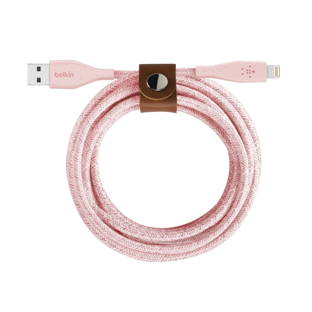 Belkin BOOST CHARGE DuraTek Plus Lightning to USB-A Cable + Strap (10 ft./3 m) - Pink