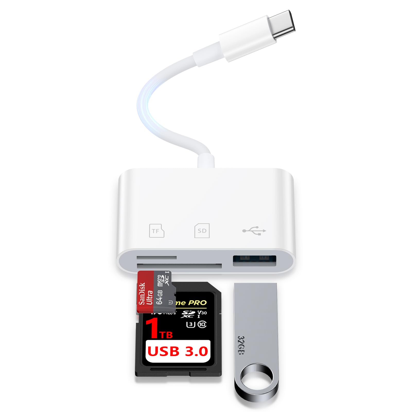 HUHUTa 3in1 iphone sdカードリーダー タイプc UHS-I/UHS-II/SDXC/SDHC/MicroSDXC/MicroSDHC/SDSC/SDUCなど対応 sd card reader 高速双方向転送 OTG機能 設定不要 持ち運び便利 sdカード usb c 変換 iphone 17/15/16/Pixel/Samsung/iPadシリーズのtype-c機種対応