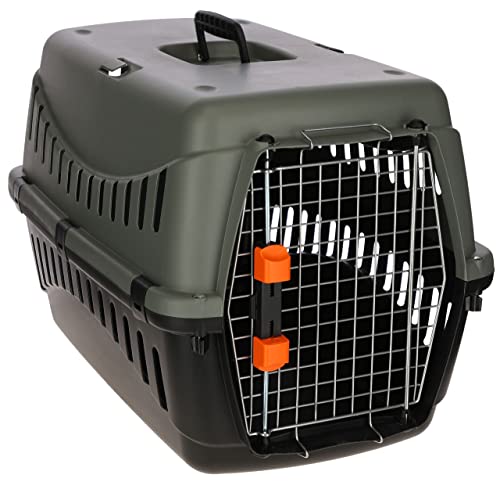Kerbl Transportbox Eco (L x B x H 60 x 40 x 38,5 cm, mit Wassernapf und Tragegriff, hochwertige Metalltüre) 80561