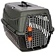 KERBL Box de transport Eco - Gris vert / Noir (dimensions 60 x 40 x 38,5 cm, poids de transport 5 - 15 kg, porte métallique, en plastique recyclé avec écuelle d’eau) 80561