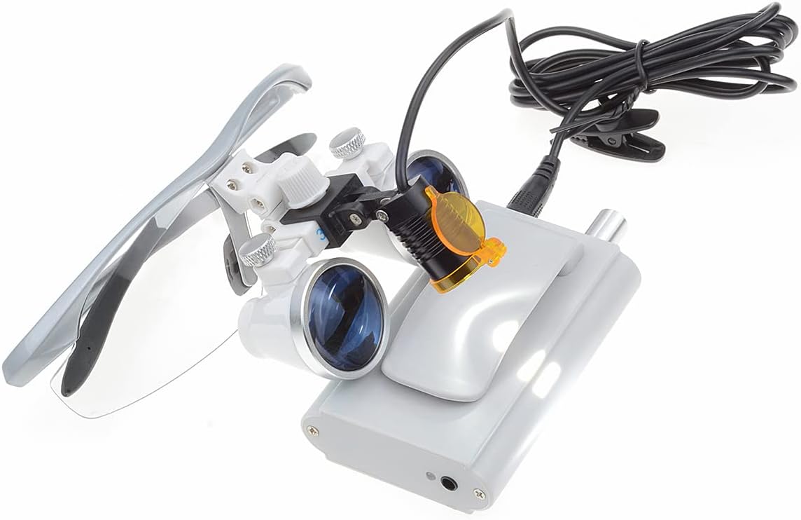 3.5X-420mm Loupes Binocular Magnifier Loupe with 3W LED Spot Filter Headlamp (Silver)