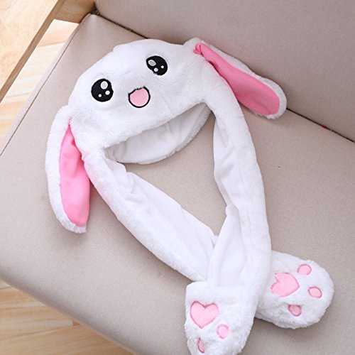 Rabbit Head Hat Ear Moving Jumping Hat Funny Bunny Plush Animal Hat Gift for Women Girls, One Size4