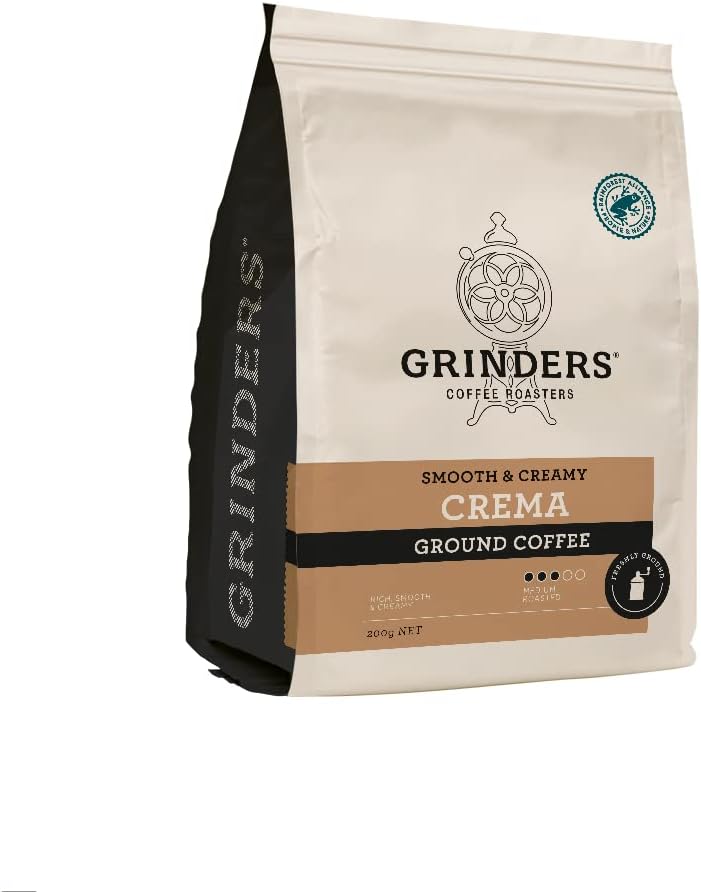 Grinders Crema Ground Coffee, 200g Pantry Food & Drinks