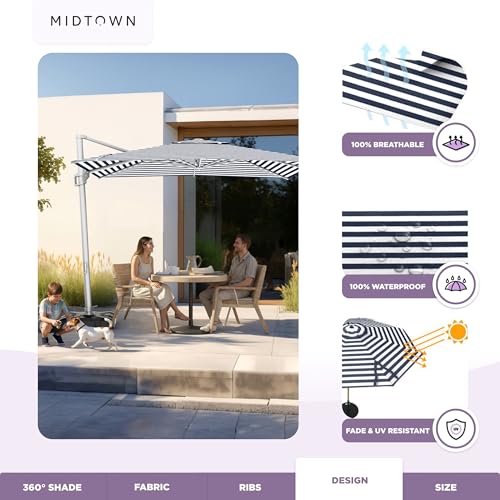 Image of Midtown Umbrellas Grande Square - 9 x 9 Ft Cantilever Umbrella
