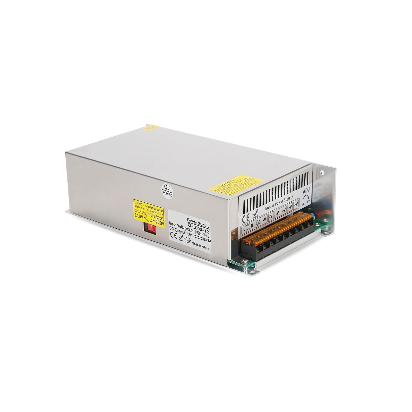 FCARUMIQP AC to DC 12V 83.3A 1000W Switching Power Supply Drive Motor Industrial Electronic Electrical Equipment 1Pcs