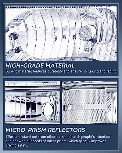 Image of Nilight Headlight Assembly 1999 2000 2001 2002 2003 2004 F250 F350 F450 F550 Super Duty,Headlights Assembly Replacement,Chrome Housing Clear Corner Clear Lens,4 Pack
