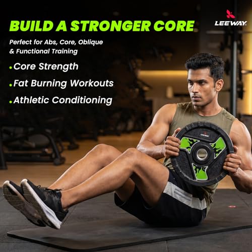 Image of LEEWAY Rubber Weight Plates for Home Gym | 2.5kg x 2 | 31mm Center Hole | Compatible with Standard Barbells & Rods | Durable Dumbbell Gym Plates for Home Strength Training (2.5kg Pair)