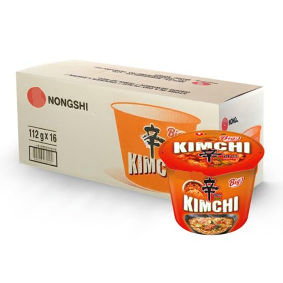 YIJIA | Pack 16 X 112g Ramen Coreano Cup Noodles Soup | Kimchi | Nong shim