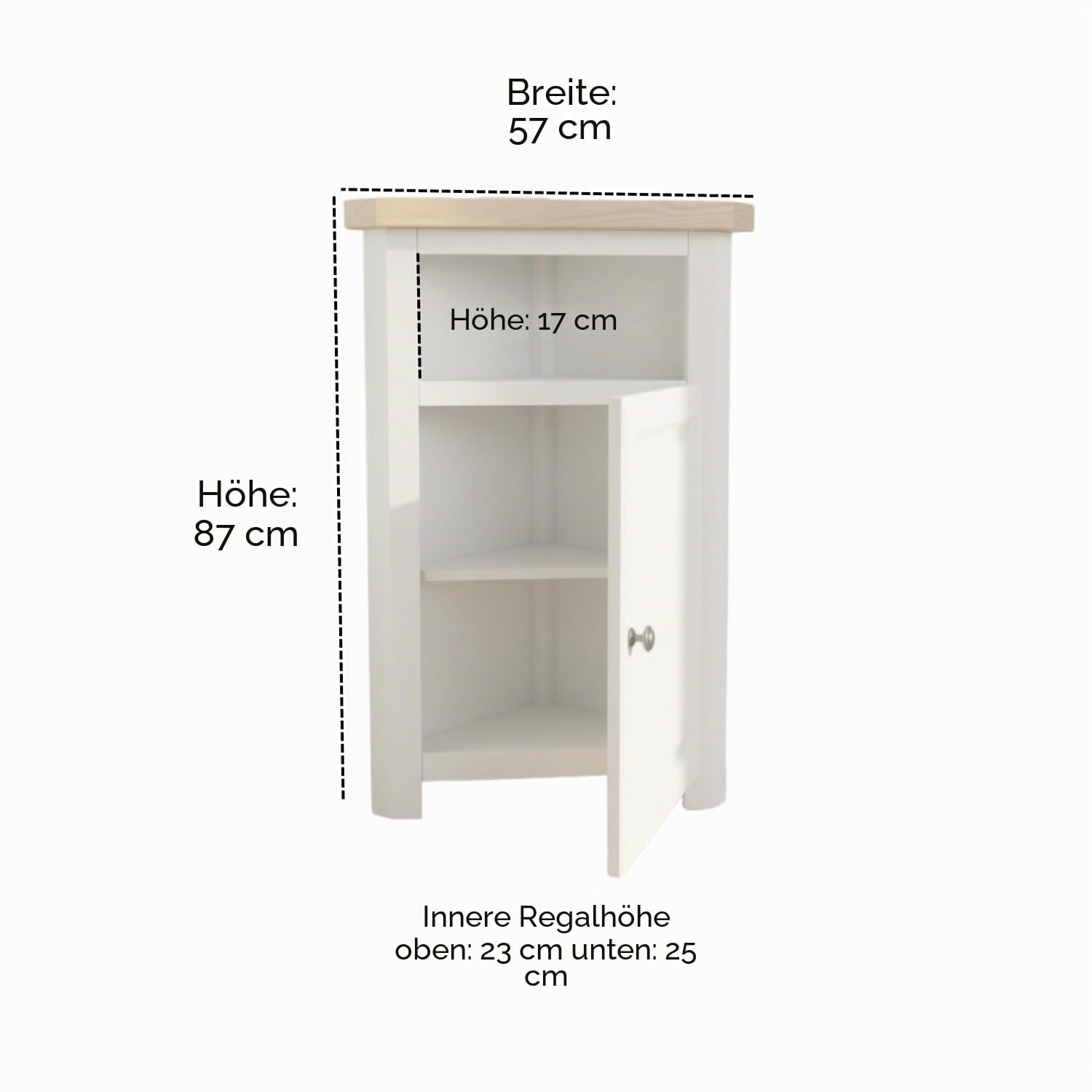 GROF GroFurniture Hoch-Eckschrank, dreieckiges Fach mit Regal, passend für alle Wohnzimmer, Badezimmer und Flur, robuster, massiver Eckschrank, schneeweiß Küche, Haushalt & Wohnen