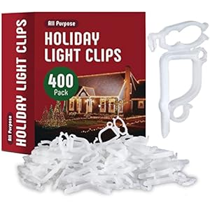 All-Purpose Holiday Light Clips [Set of 400] Christmas Light Clips, Outdoor Light Clips – Mount to Shingles & Gutters…