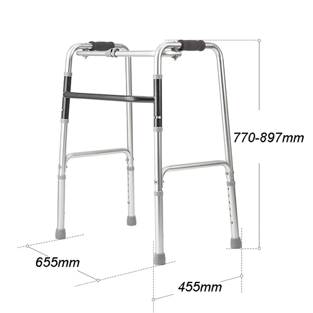 chodzik do poruszania się， Rama spacerowa Aluminiowa składana chodzika, antypoślizgowa pomoc w poruszaniu się dla osób starszych, szerokość 65 cm / 26 cali, nośność 150 kg / 330 funtów
