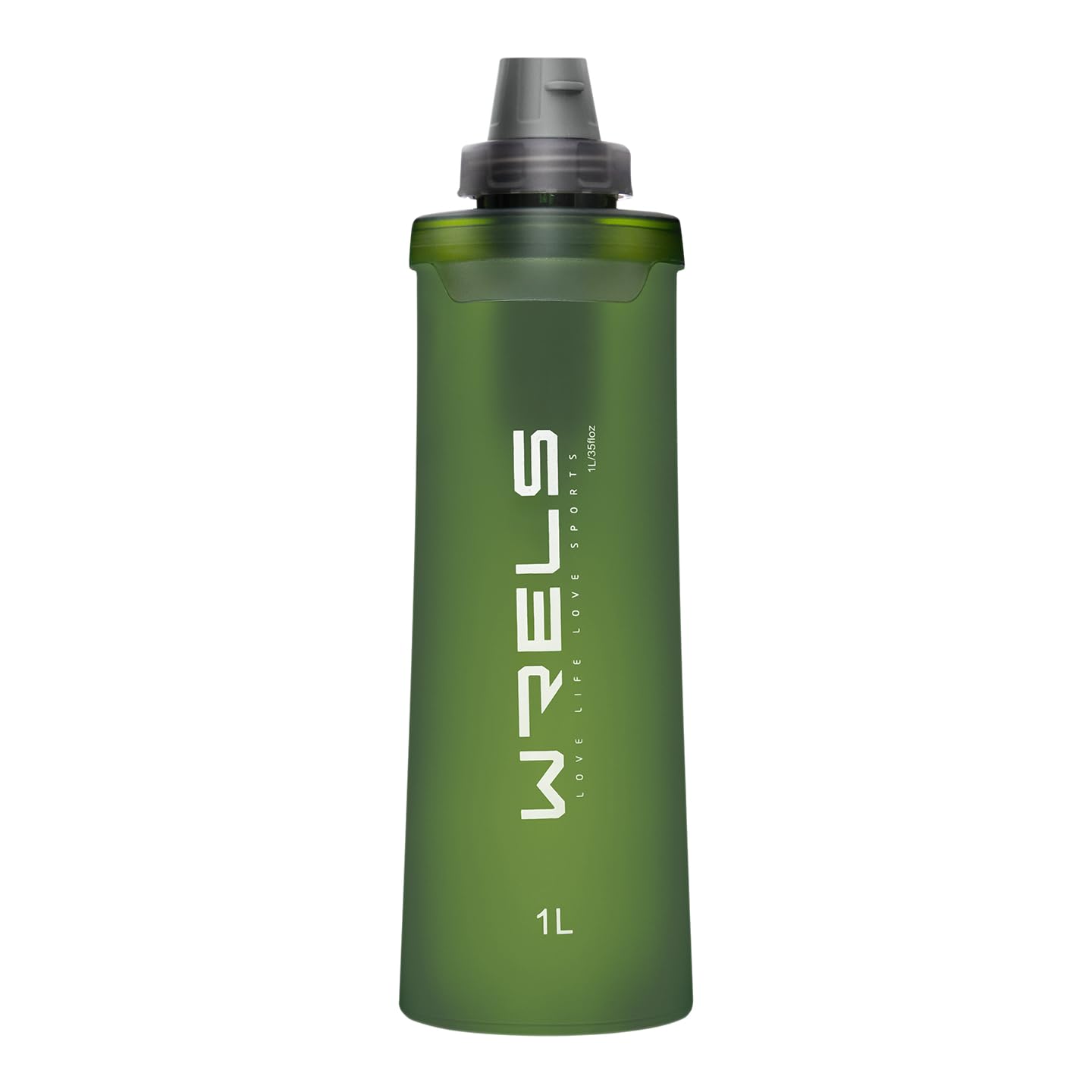 WRELS Collapsible Squeeze Water Filter Bottle 1L Filter System for Trail Running, Hiking, Travel, Camping | Ultralight Portable Soft Flask with Filter for Outdoor Survival