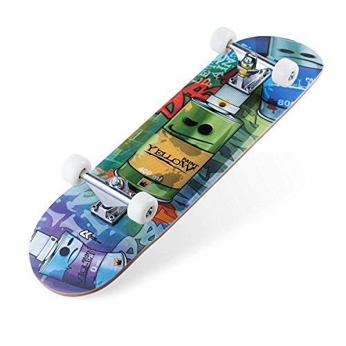 E EVERKING Skateboard 7 Layers Decks 31"x8" Pro Complete Skate Board Maple Wood Longboards for Teens Adults Beginners Girls Boys Kids