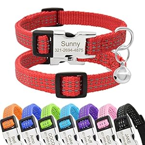 Senristar Personalisiertes Reflektierendes Katzenhalsband mit Name