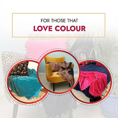 Ragged Rose 140 cm x 180 cm Throw Blanket, Pom Pom Throw Made of Cotton Velvet with Pompom Trims on Sides - Image 3