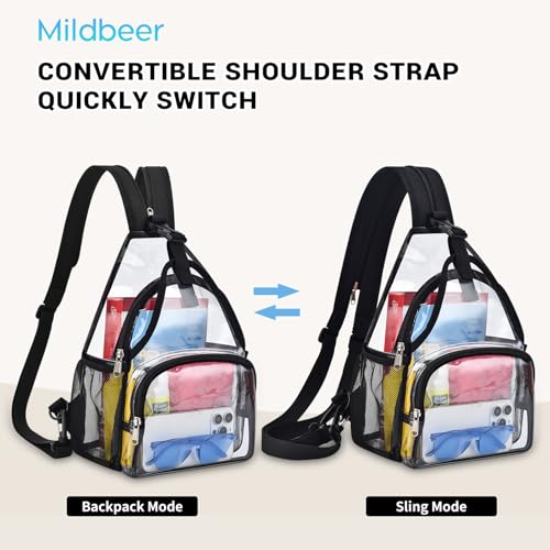 Image of Mildbeer Womens Convertible Clear Backpack, Compact Concert Black Small