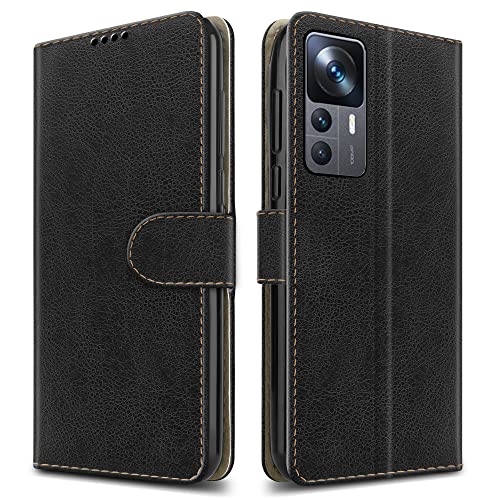 PIXFAB For Xiaomi 12T & 12T Pro Leather Phone Case, Magnetic Closure Full Protection Book Folio Design