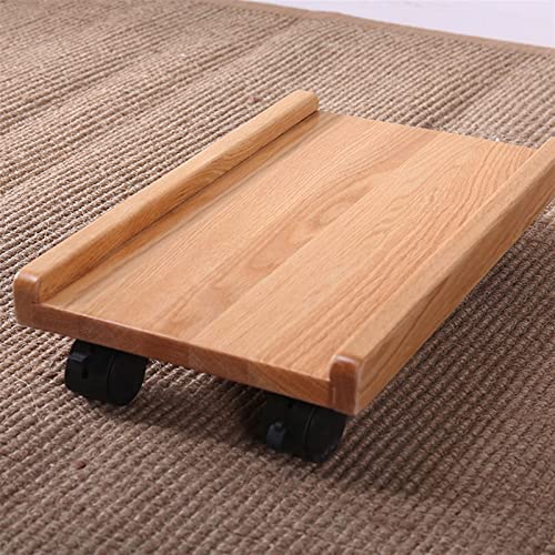 Soporte para CPU móvil con ruedas, soporte de madera para computadora, tamaño pequeño miniatura 4