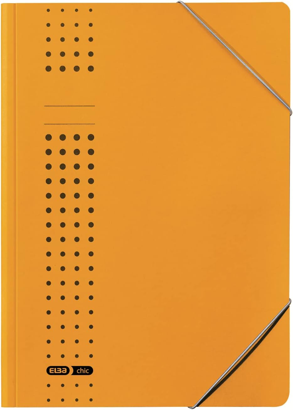Elba 33470AZ Portfolio File Chic Paper Board for 150 DIN A4 Pages Set of 25 450 g/m² – Recycled Anthracite Chic Elastic Closure File Yellow