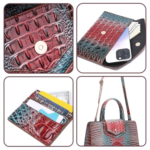 Image of Makcr Joacbv Women Embossed Pattern Satchel Handbags Wallet 3 pcs Set Crossbody Tote Top Handle Vegan Leather Ladies Bag | Embossed Pattern