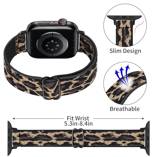 Slim Stretchy Bands Compatible with Apple Watch Band 40mm 41mm 42mm 38mm 44mm 45mm 46mm 49mm Women Men, Soft Fashion Nylon Braided Elastic Strap for iWatch Series 10 SE 9 8 7 6 5 4 3 2 1 Ultra 2