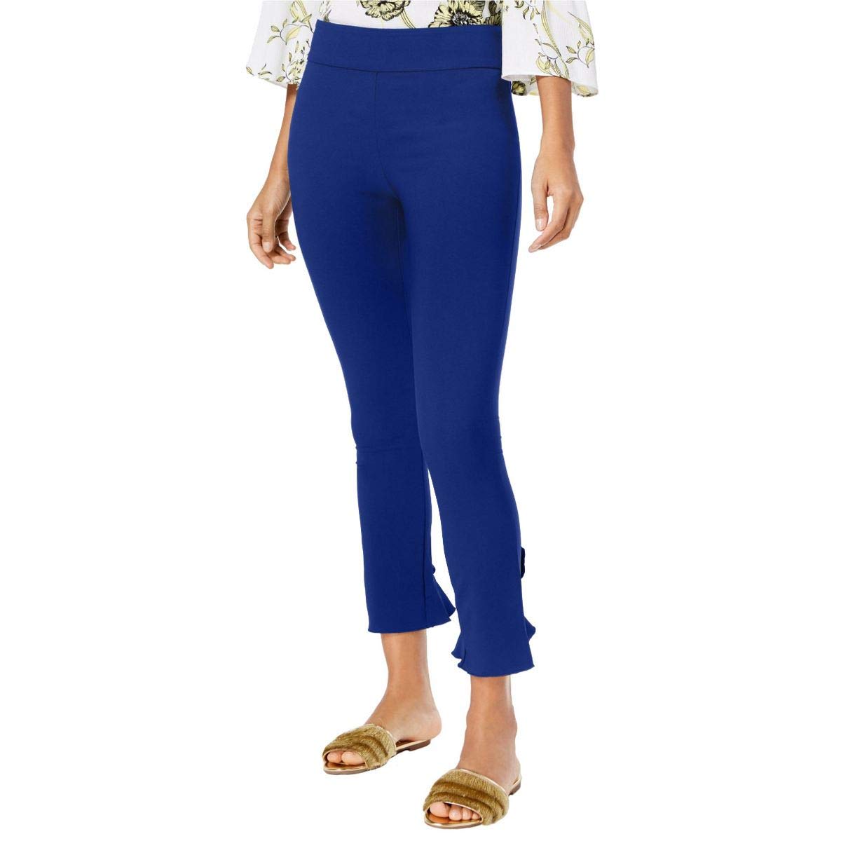 International Concepts Womens Curvy Ruffled-Hem Ankle Skinny Pants