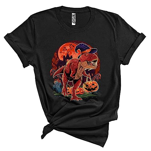 Witch T-Rex Trick Or Treat Cute Funny Halloween Costume T Rex Dinosaur Pumpkin Candy Lover Unisex T-Shirt