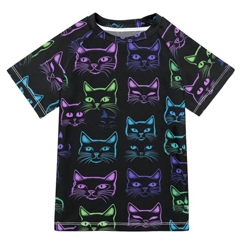 Cute Cat Silhouettes Girl Bathing Suit Sun Protection Sports Shirts Swimwear Beach Tops 3T