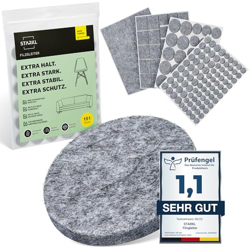 Filzgleiter selbstklebend Grau 151 Stück (4 mm) I Filzgleiter für Stühle I Möbelgleiter aus hochwertigem Nadelfilz I Filz selbstklebend I Stuhlgleiter I Klebefilz für Möbelfüße