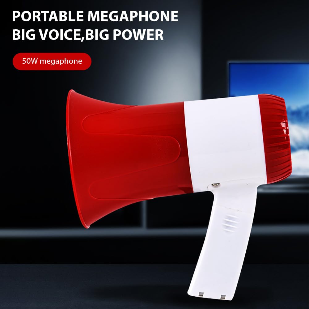 Megáfono Altavoz Potencia 50 W Portátil Voz Sirena Alarma USB TF BT Amplificador