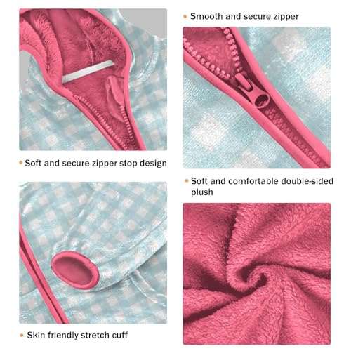 Gingham Blue Plaid Boy Fleece Jacket3