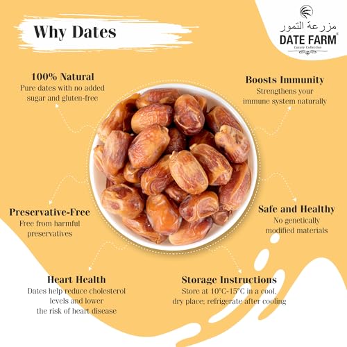 Date Farm Zahidi Dates Luxury Wet Dates, 100% Natural, Arabian, Khajur, Boosts Immunity, No Added Sugar, Gluten-Free, 1 Kg