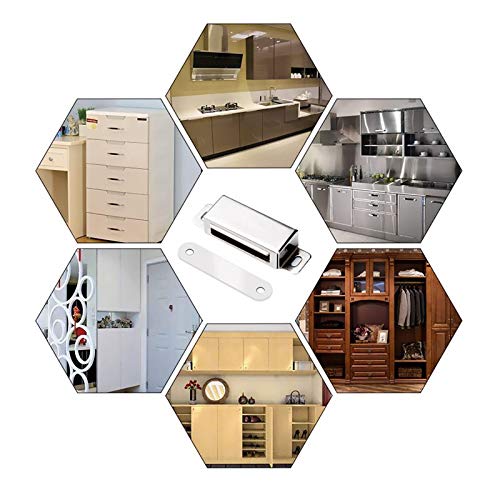 Mousike Magnetic Door Catch Heavy Duty, Stainless Steel Closet Catches with Strong Magnetic, Cabinet Magnets 50 lbs (4Pack)