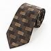 GUSLESON Fashion Brown Men Tie Set Plaid Necktie with Handkerchief and Cufflinks (0726-12)