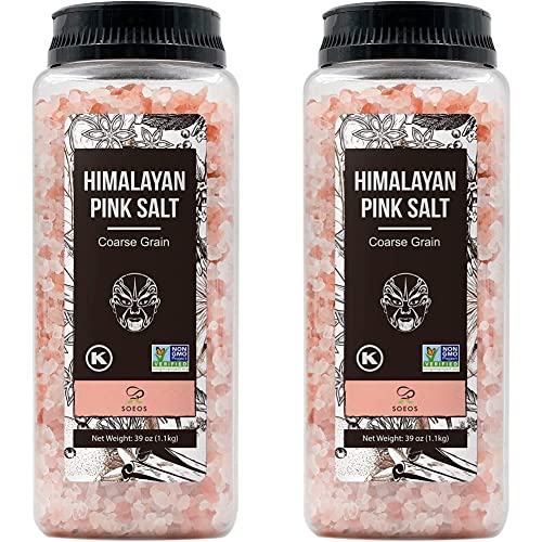 Soeos Himalayan Pink Salt 39Oz (1.1Kg), Non-Gmo, Kosher, Course Grain, Nutrient And Mineral Dense For Health, Gourmet Pure Crystal Pink Salt, Pink Salt For Grinder, Pink Sea Salt, (Pack Of 2) #TOP6
