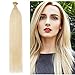 20 Inches I Tip Human Hair Extensions 100 Strands/Pack Pre Bonded Keratin Stick Tipped Hair Extensions Cold Fusion Hairpiece Long Straight For Women #60 Platinum Blonde 50g