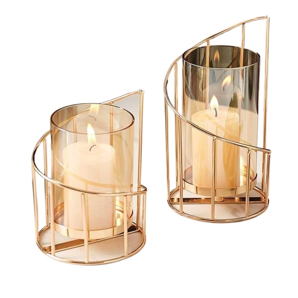 Tablescape Decor Goldener Metall-Kerzenhalter, multifunktionale Glasvase, Glas-Kerzenhalter, Tischdekoration, Kerze, moderne Heimdekoration, Kerzenhalter (3)