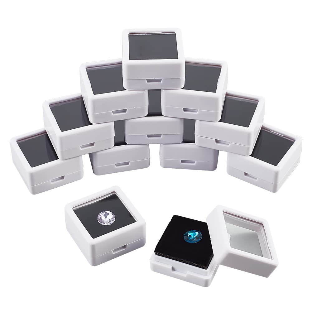 Nbeads 12er-Set Edelstein-Displayboxen – Quadratisch, Mit Acryldeckel & Schwamm Für Steine & Schmuck
