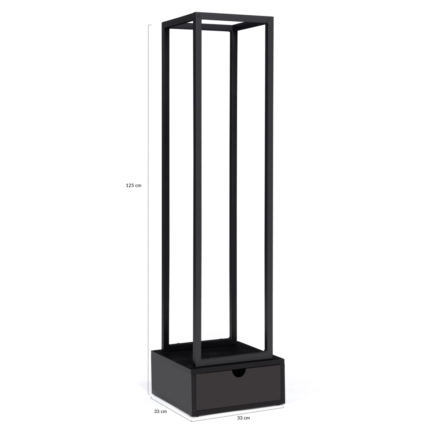 IDMarket - Range bûches Vertical Acier Noir H. 125 CM avec tiroir pour cheminée