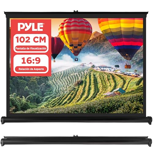 Pyle Pantalla de proyector portátil de 102 cm – Soporte móvil Ligero con Sistema de fácil despliegue para Uso en escuelas, reuniones, conferencias y Espacios Interiores o Exteriores