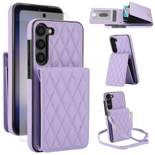 Samsung Galaxy S23 Étui Portefeuille en Cuir Élégant avec Protection RFID et Bandoulière