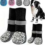 HeavenEye Anti Slip Dog Socks, Dog Paw Protectors Maximum Grip Prevent Licking Paws Slipping, Paw Protector for Hot & Cold Pavement Shoes Boots for Small Medium Large Senior Dogs(White Bone,L)