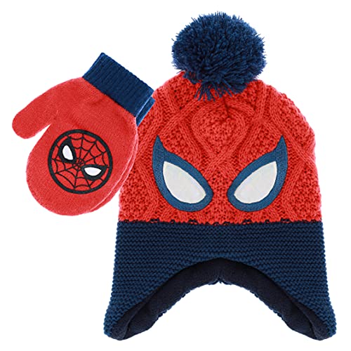 Image of Marvel Spider-Man Boys Winter Hat and Mitten Set, Beanie Hat and Gloves