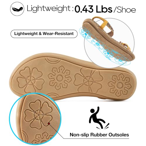 Image of Ablanczoom Flat Sandals for Women Summer: Casual Boho Beaded Toe Ring Dress Shoes - Comfortable Vacation Daily Walking Shoes