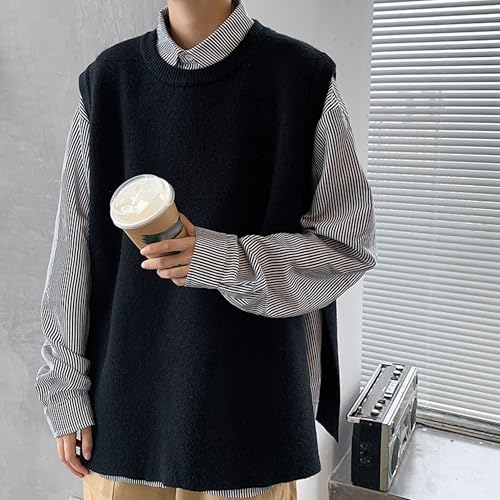 Men's Loose Woolen Vest Wool Blend Knit Waistcoat Pullover Slim Fit Casual Sleeveless Sweaters4
