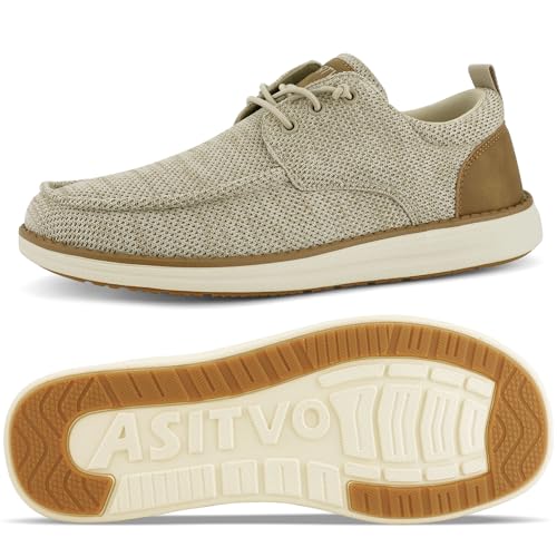 Image of ASITVO Wide Loafers for Men Dress Casual Boat Slip on Walking Shoes Large