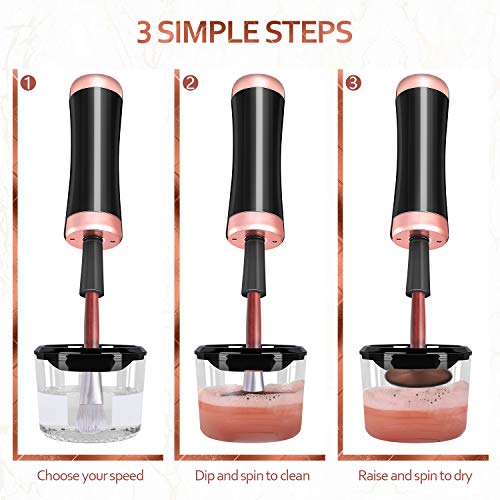 Makeup Brush Cleaner Dryer Machine USB, Larbois 8 Collars Best Electric Cleaning Solution Tool Keep Cosmetic Brushes Clean and Dry Natural Professional Easy to Use washer Kit 2020 Newest (Black)