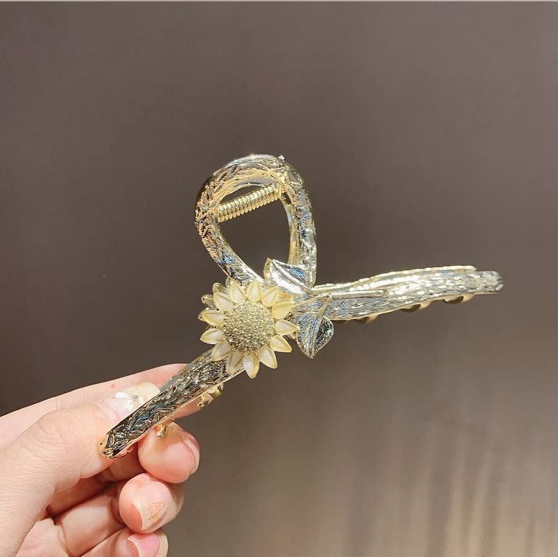 Sunflower Hair Clips Metal Hair Claw Clips, Large Hair Claw Nonslip Hair Barrettes Non-Slip No Broken Strong Hold Clamps Fashion Hair Accessories for Woman and Girls With Long Thick Thin Curly Hair - Image 3